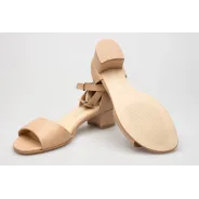 Sandały damskie zakryta pięta skórzane beżowe PRODUKT POLSKI