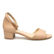 Sandały damskie zakryta pięta skórzane beżowe PRODUKT POLSKI