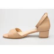 Sandały damskie zakryta pięta skórzane beżowe PRODUKT POLSKI