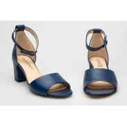 Sandały damskie zakryta pięta skórzane granatowe PRODUKT POLSKI