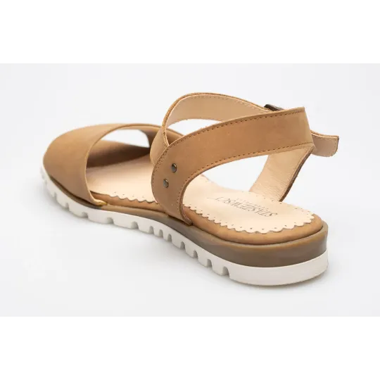 Damskie sandałki odkryta pięta beżowe ecru skórzane Polski Produkt