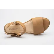 Damskie sandałki odkryta pięta beżowe ecru skórzane Polski Produkt