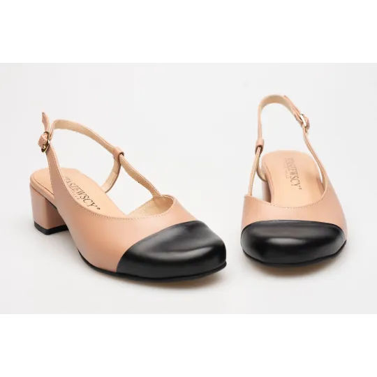 Sandały z zakrytymi palcami skórzane odkryta pięta PRODUKT POLSKI