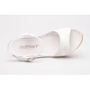 Sandały na koturnie odkryta pięta palce skórzane białe PRODUKT POLSKI