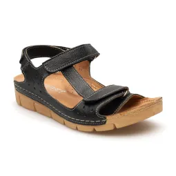 Sandały damskie z regulacją odkryta pięta palce skórzane czarne PRODUKT POLSKI