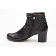 Botki damskie ocieplane na obcasie słupek czarne skózrane Produkt Polski