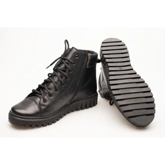 Botki damskie zimowe oficerki sznurowane skózrane Produkt Polski