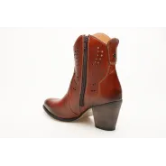 Botki damskie ażurowe brązowe skórzane obcas słupek Produkt Polski