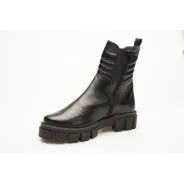 Botki damskie zimowe na grubej podeszwie skórzane Produkt Polski