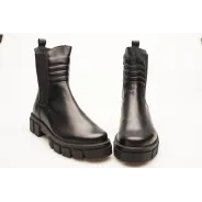 Botki damskie zimowe na grubej podeszwie skórzane Produkt Polski