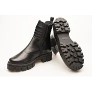 Botki damskie zimowe na grubej podeszwie skórzane Produkt Polski