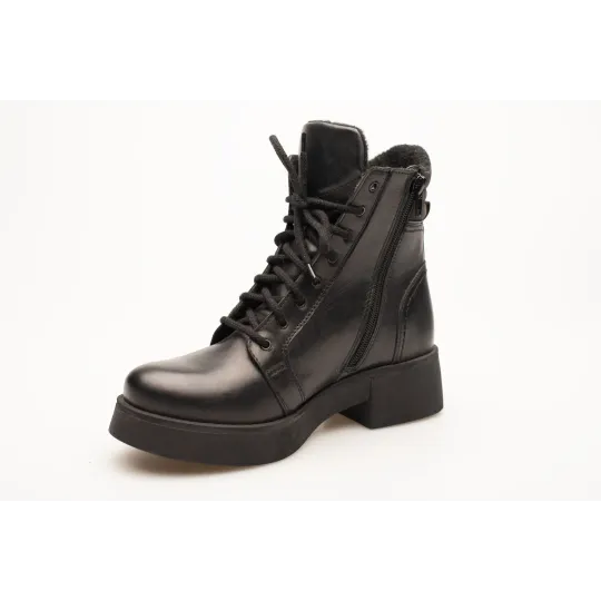 Damskie botki glany skórzane oficerki sznurowane Produkt Polski