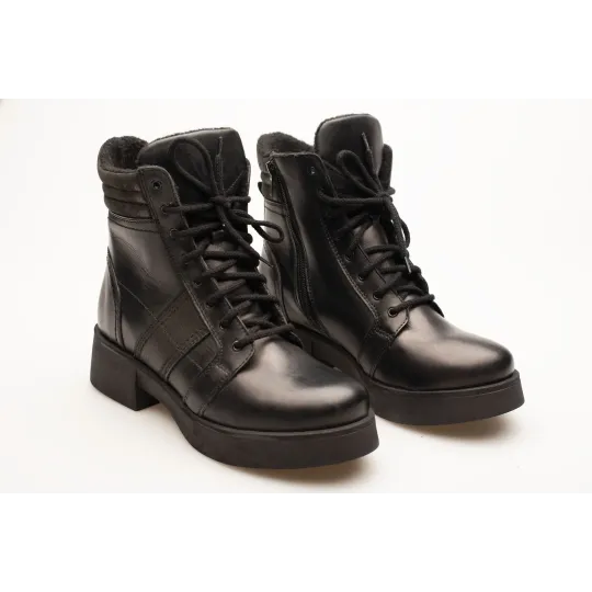 Damskie botki glany skórzane oficerki sznurowane Produkt Polski