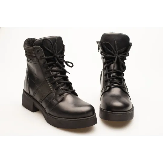 Damskie botki glany skórzane oficerki sznurowane Produkt Polski