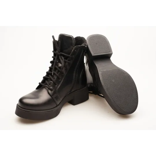 Damskie botki glany skórzane oficerki sznurowane Produkt Polski