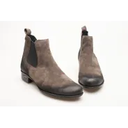 Botki damskie ocieplone sztyblety skórzane szare Produkt Polski