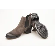 Botki damskie ocieplone sztyblety skórzane szare Produkt Polski