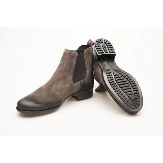 Botki damskie ocieplone sztyblety skórzane szare Produkt Polski Botki damskie ocieplone sztyblety skórzane szare Produkt Polski