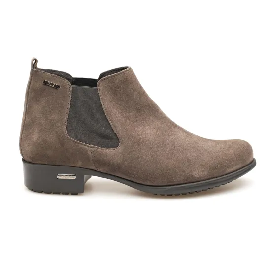 Botki damskie ocieplone sztyblety skórzane szare Produkt Polski