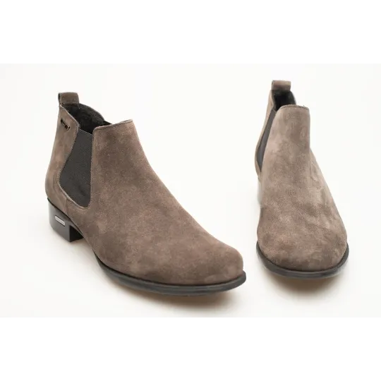 Botki damskie ocieplone sztyblety skórzane szare Produkt Polski