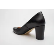 Czółenka na słupku czarne skórzane PRODUKT POLSKI