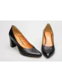 Czółenka na słupku czarne skórzane PRODUKT POLSKI