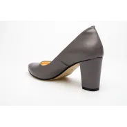 Czółenka na słupku szare skórzane PRODUKT POLSKI