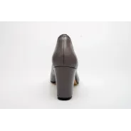 Czółenka na słupku szare skórzane PRODUKT POLSKI