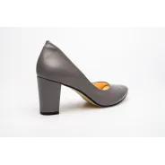 Czółenka na słupku szare skórzane PRODUKT POLSKI