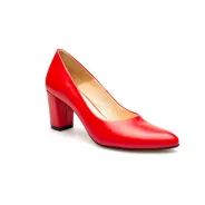 Czółenka na słupku czerwone skórzane PRODUKT POLSKI