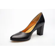 Czółenka na słupku czarne skórzane PRODUKT POLSKI