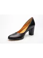 Czółenka na słupku czarne skórzane PRODUKT POLSKI