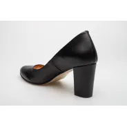 Czółenka na słupku czarne skórzane PRODUKT POLSKI