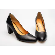 Czółenka na słupku czarne skórzane PRODUKT POLSKI