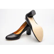 Czółenka na słupku czarne skórzane PRODUKT POLSKI