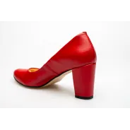 Czółenka na słupku czerwone skórzane PRODUKT POLSKI