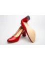 Czółenka na słupku czerwone skórzane PRODUKT POLSKI