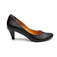 Czółenka na niskiej szpilce czarne skórzane PRODUKT POLSKI