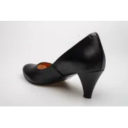 Czółenka na niskiej szpilce czarne skórzane PRODUKT POLSKI