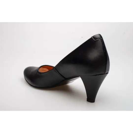 Czółenka na niskiej szpilce czarne skórzane PRODUKT POLSKI