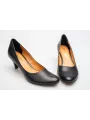 Czółenka na niskiej szpilce czarne skórzane PRODUKT POLSKI
