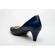 Czółenka na niskiej szpilce granatowe skórzane PRODUKT POLSKI