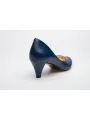 Czółenka na niskiej szpilce granatowe skórzane PRODUKT POLSKI