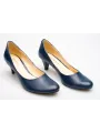 Czółenka na niskiej szpilce granatowe skórzane PRODUKT POLSKI