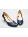 Czółenka na niskiej szpilce granatowe skórzane PRODUKT POLSKI