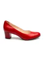 Czółenka na niskim słupku czerwone skórzane PRODUKT POLSKI