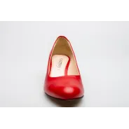 Czółenka na niskim słupku czerwone skórzane PRODUKT POLSKI