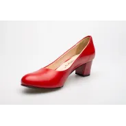 Czółenka na niskim słupku czerwone skórzane PRODUKT POLSKI