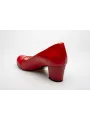 Czółenka na niskim słupku czerwone skórzane PRODUKT POLSKI