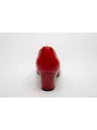 Czółenka na niskim słupku czerwone skórzane PRODUKT POLSKI